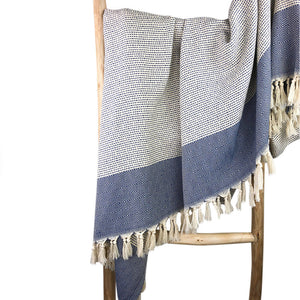 blue diamond patterned Turkish throw