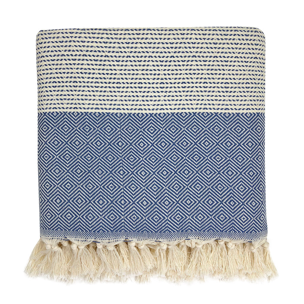 Slate + Salt Herringbone Turkish Hand Towel, Navy