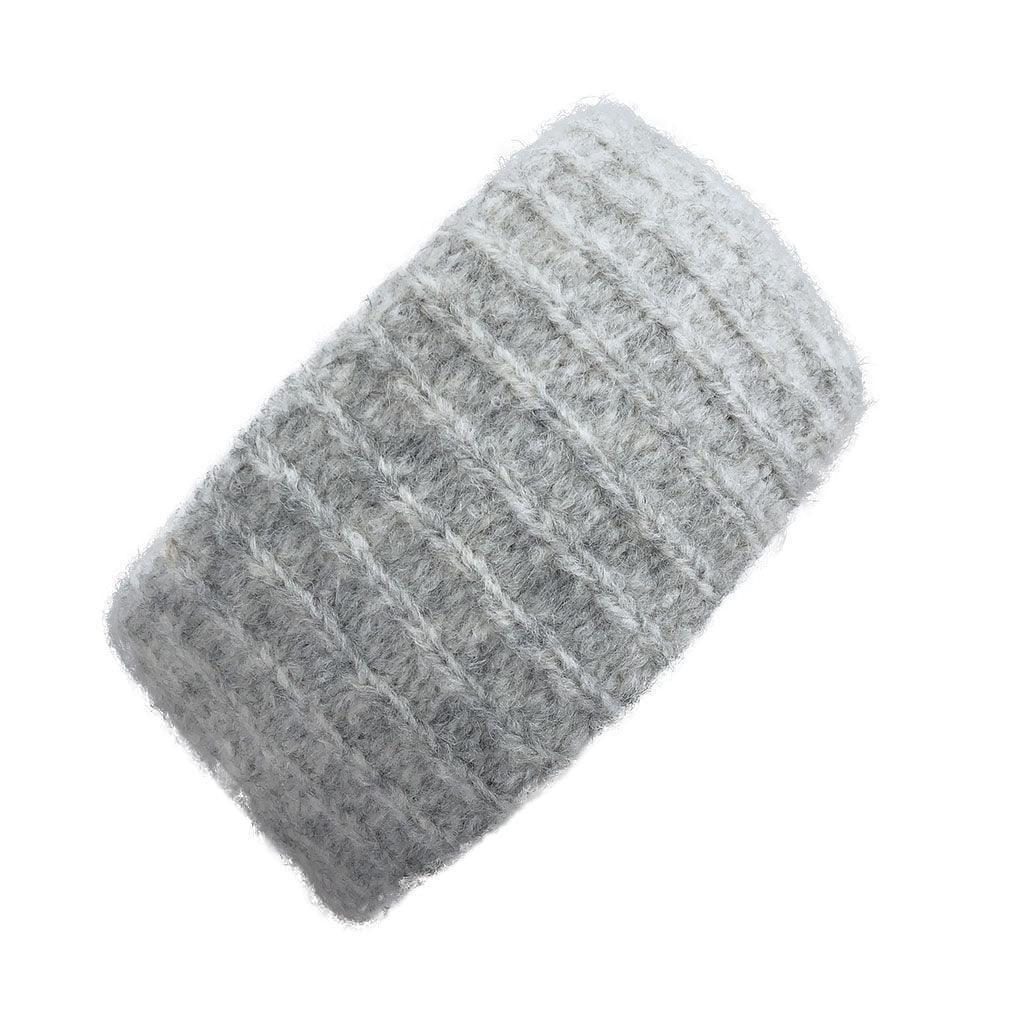 gray ribbed alpaca ear warmer