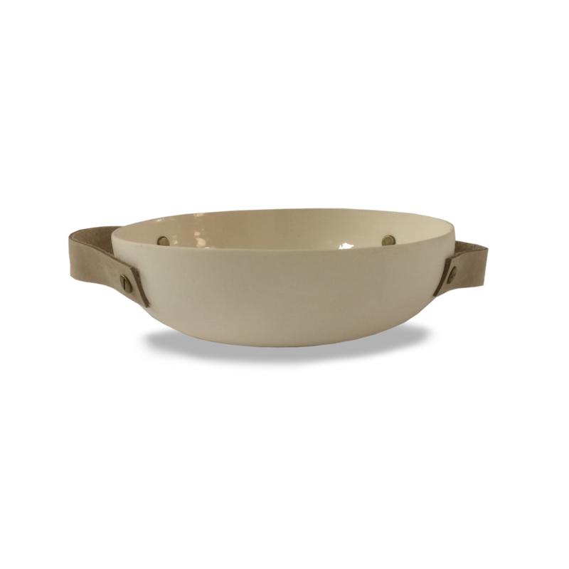 Bowl - Handmade with leather handles