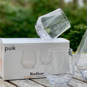 Diamond shaped crystal glass - set of 2