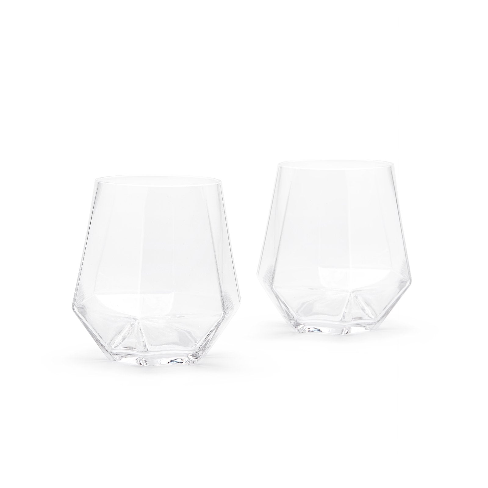 Diamond shaped crystal glass - set of 2