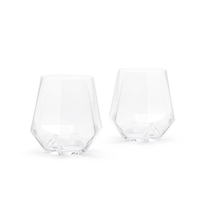 Diamond shaped crystal glass - set of 2