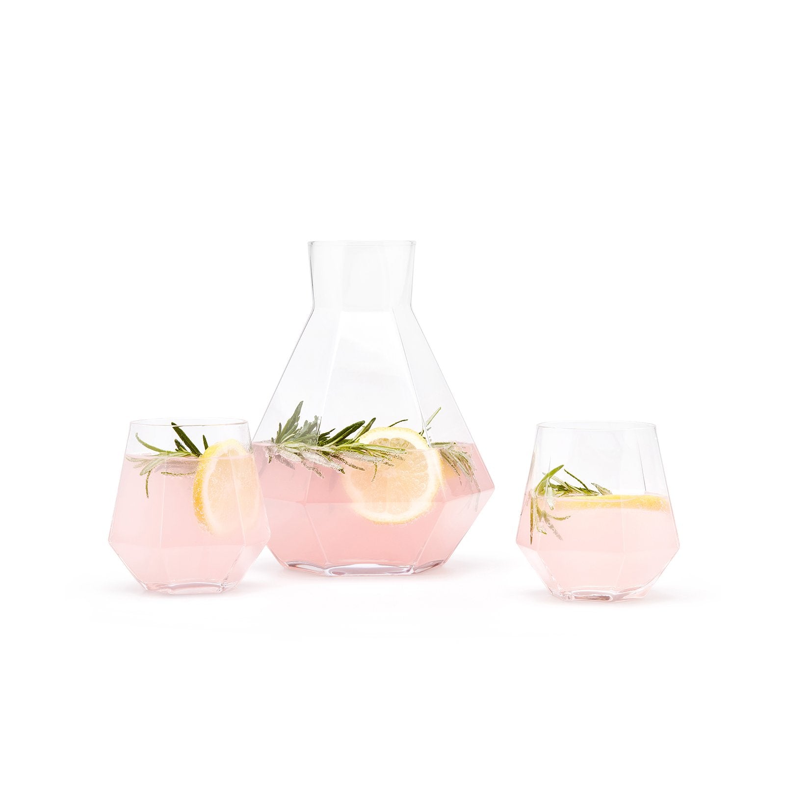 Diamond shaped crystal glass - set of 2