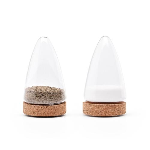 Puik design salt and pepper shakers partially filled